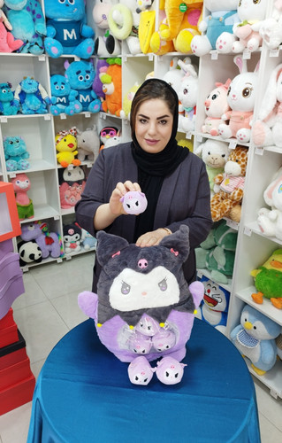 عروسک کرومی بنفش بچه دار با شش عدد نینی